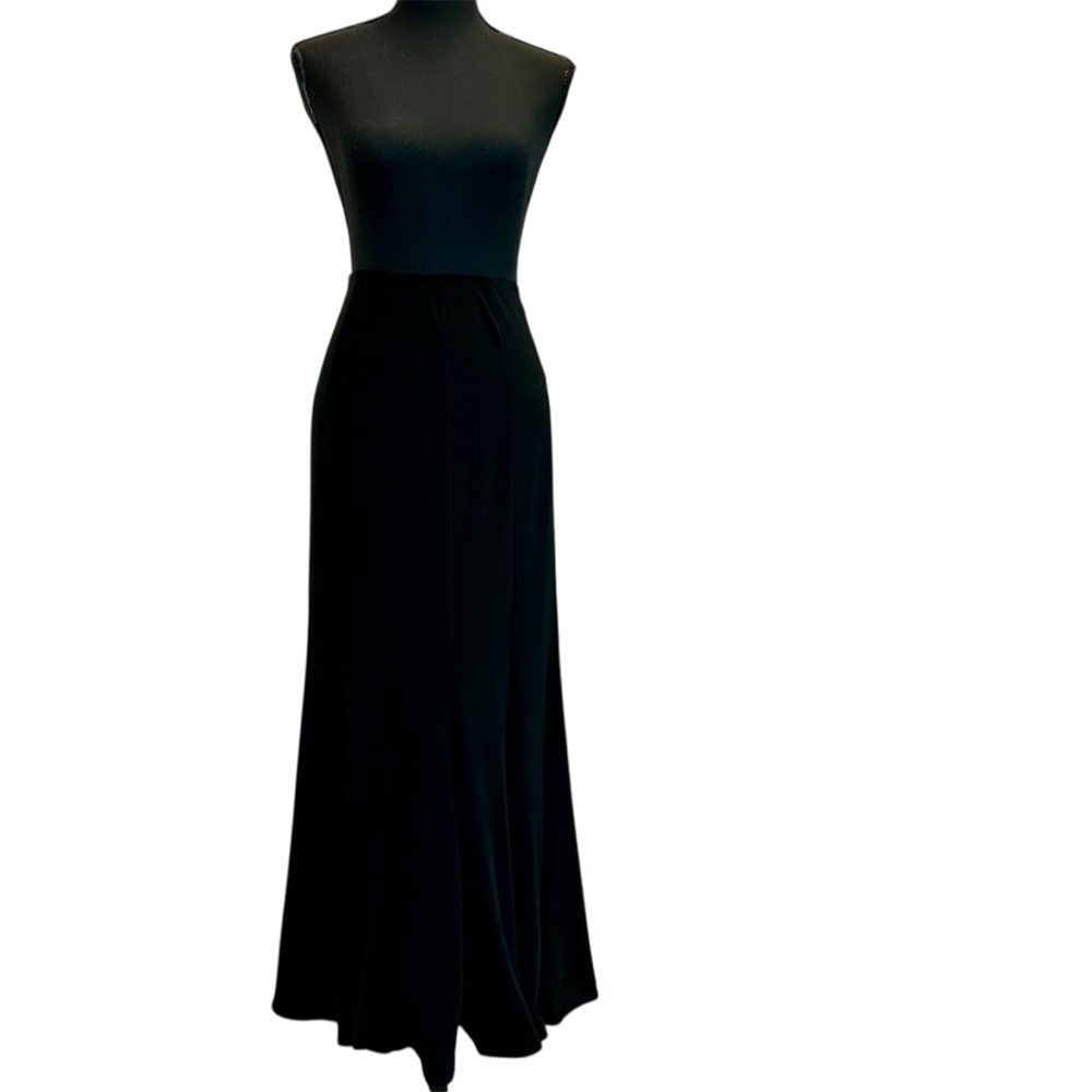 Joseph Ribkoff black fitted pleated mermaid trumpet maxi skirt Sz 8 classy